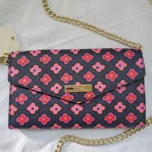 Trina Turk Floral Crossbody Purse Gold Chain NWT